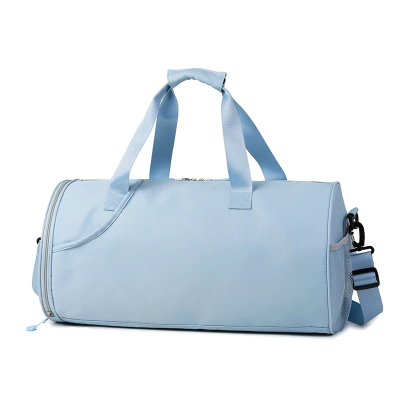 Guangzhou Fuliya Industry Co.,Ltd C-80939 Dry-wet travel duffel with shoe compartment, front zip pocket, and trolley belt. Waterproof, large capacity. For gym, sports, and weekend trips.