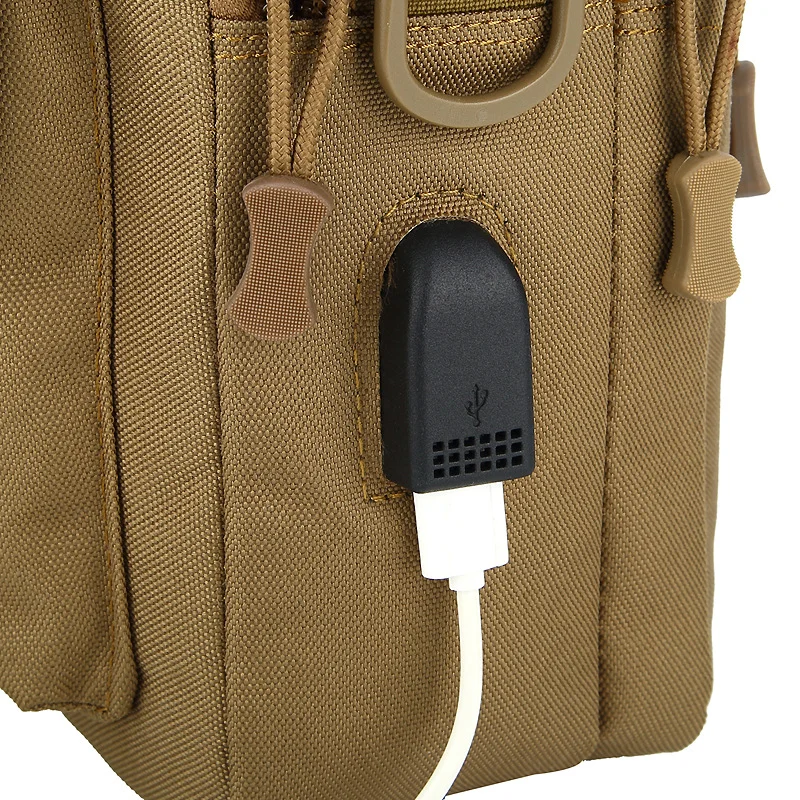 Guangzhou Fuliya Industry Co.,Ltd C-80941 Camouflage tactical messenger bag with detachable hooks and external USB charging port. 3-way carry (shoulder/crossbody/hand). For outdoor and daily commute.