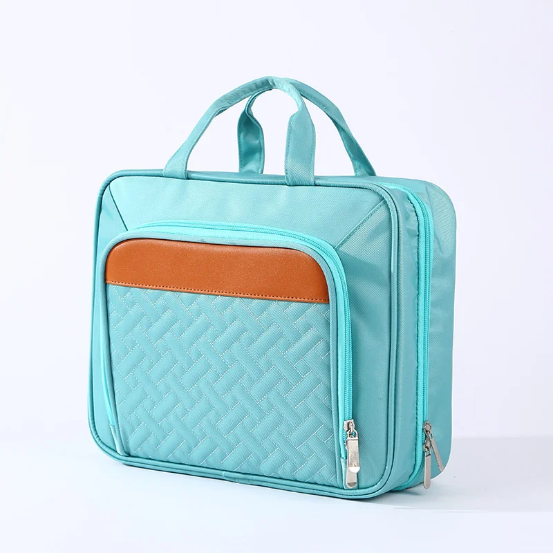 Guangzhou Fuliya Industry Co.,Ltd C-80942  Multi-color hanging toiletry bag, extra-large capacity for full-size bottles. Removable clear pocket and 360° hook. For travel, business trips, and daily use.