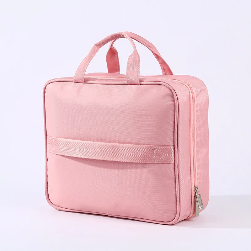Guangzhou Fuliya Industry Co.,Ltd C-80942  Multi-color hanging toiletry bag, extra-large capacity for full-size bottles. Removable clear pocket and 360° hook. For travel, business trips, and daily use.