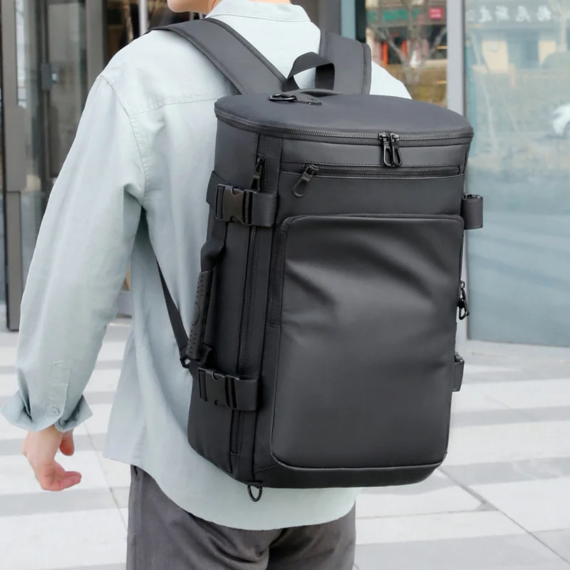 Guangzhou Fuliya Industry Co.,Ltd C-80945 Premium multi-functional business backpack, large-capacity multi-layer storage. Side opening, stowable straps convert to a crossbody. Lightweight & breathable for commuting and business trips.