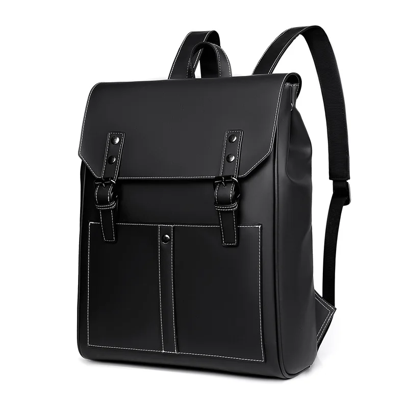 Guangzhou Fuliya Industry Co.,Ltd C-80946 Retro waterproof PU leather backpack with large multi-layer storage. Features double magnetic buckle flap and hidden back pocket. For school, office, and daily commute.