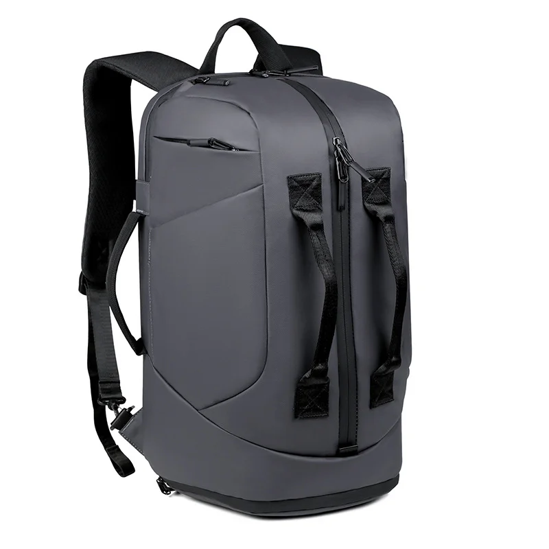 Guangzhou Fuliya Industry Co.,Ltd C-80947 Water-resistant multi-functional backpack with shoe compartment, laptop sleeve, and trolley belt. Backpack or hand carry. For travel, boarding, and commuting.