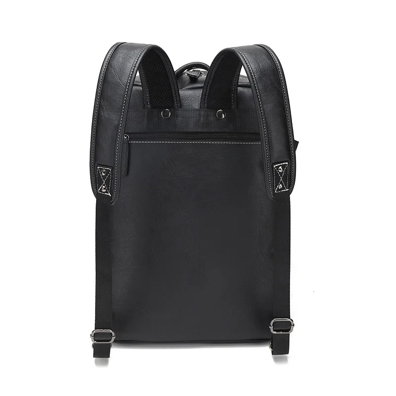 Guangzhou Fuliya Industry Co.,Ltd C-80948 Large-capacity PU leather backpack with laptop compartment. Stowable straps for backpack, hand, or crossbody carry. Adjustable buckles and comfort pads. For commuting, business, and travel.