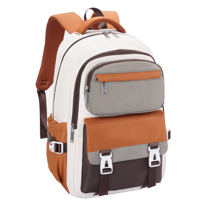 Guangzhou Fuliya Industry Co.,Ltd C-80950 Large-capacity water-resistant backpack with multi-layer zip pockets, side pockets, and trolley sleeve. Rainproof and durable. For junior high, high school, and college students.