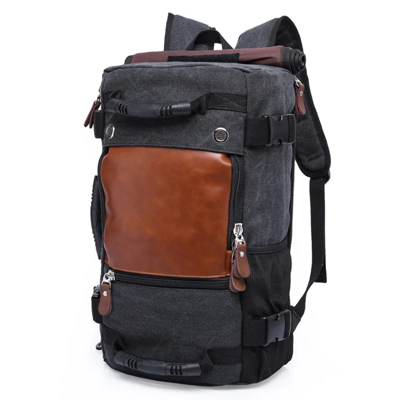 Guangzhou Fuliya Industry Co.,Ltd C-80959 Retro canvas multi-functional backpack, large capacity. 3-way carry (backpack, shoulder, hand). For casual travel and daily use.