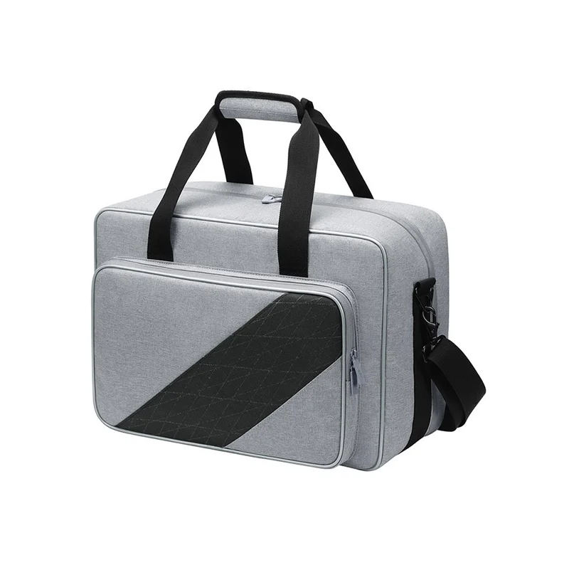 Guangzhou Fuliya Industry Co.,Ltd C-80978 Large-capacity PS5 storage bag with precise compartments. Features anti-slip pads, trolley sleeve, and hand/shoulder carry. Waterproof and portable. For gaming travel and daily storage.