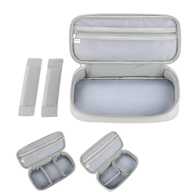 Guangzhou Fuliya Industry Co.,Ltd C-80979 Multi-functional digital accessory organizer (S/M/L). Flexible layout with Velcro dividers and mesh pockets, shockproof. Features a lanyard for carrying/hanging. For travel and daily organization.