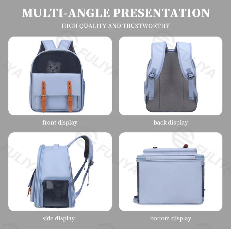 Guangzhou Fuliya Industry Co.,Ltd C-80991 Large-capacity pet backpack with ergonomic design. Breathable mesh, wide opening, and anti-loss hook. For outdoor travel with pets.
