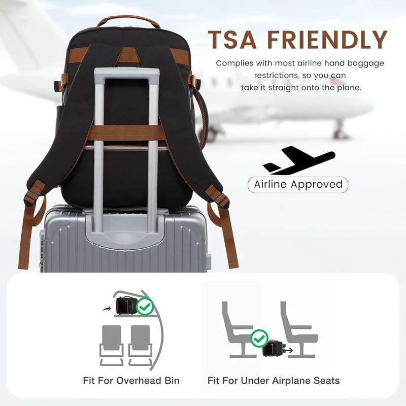 Guangzhou Fuliya Industry Co.,Ltd C-80999 40L large-capacity travel backpack with 180° clamshell opening, fits 17" laptop. Wet/dry separation, shoe bag, multi-purpose pouches, and TSA-friendly design. For business trips and leisure travel.