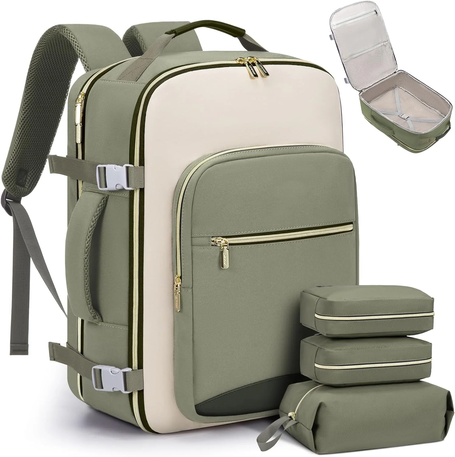 Guangzhou Fuliya Industry Co.,Ltd C-80999 40L large-capacity travel backpack with 180° clamshell opening, fits 17" laptop. Wet/dry separation, shoe bag, multi-purpose pouches, and TSA-friendly design. For business trips and leisure travel.