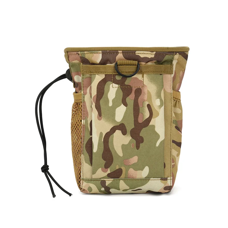 Guangzhou Fuliya Industry Co.,Ltd C-81008 Outdoor tactical pouch, wear-resistant, large capacity, drawstring closure, buckle, D-ring, side pocket, and metal fastener - attaches to belt or backpack for outdoor and daily use.