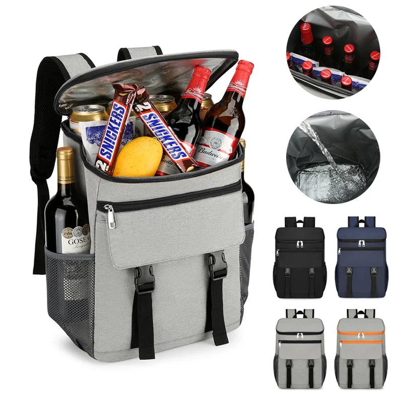 Guangzhou Fuliya Industry Co.,Ltd C-81009 Outdoor insulated cooler backpack, foil lining, large capacity, waterproof easy-clean lining, S-curve straps, and breathable back pad - for picnics, camping, and lunch.
