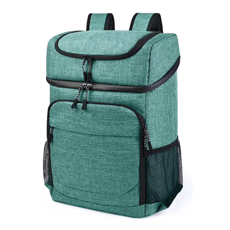 Guangzhou Fuliya Industry Co.,Ltd C-81010 Outdoor insulated cooler backpack, waterproof Oxford fabric, keeps cold for 16 hours, 25L large capacity, sealed zipper, bottle opener, mesh pockets, and travel rod belt - for camping, beach, hiking, and picnics.