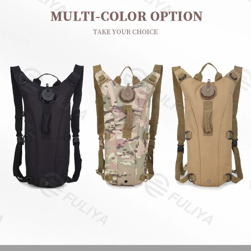Guangzhou Fuliya Industry Co.,Ltd C-81013 Outdoor tactical hydration backpack, waterproof and lightweight, removable EVA liner, water bag cover, grab handle, and adjustable straps - fits 2.5L/3L bladders for cycling, hiking, and climbing.