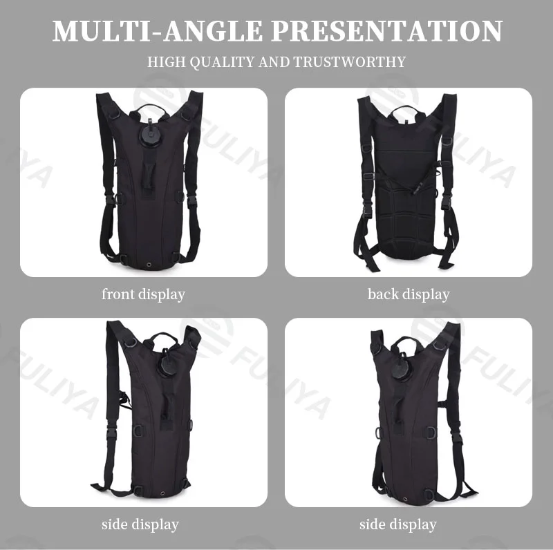 Guangzhou Fuliya Industry Co.,Ltd C-81013 Outdoor tactical hydration backpack, waterproof and lightweight, removable EVA liner, water bag cover, grab handle, and adjustable straps - fits 2.5L/3L bladders for cycling, hiking, and climbing.