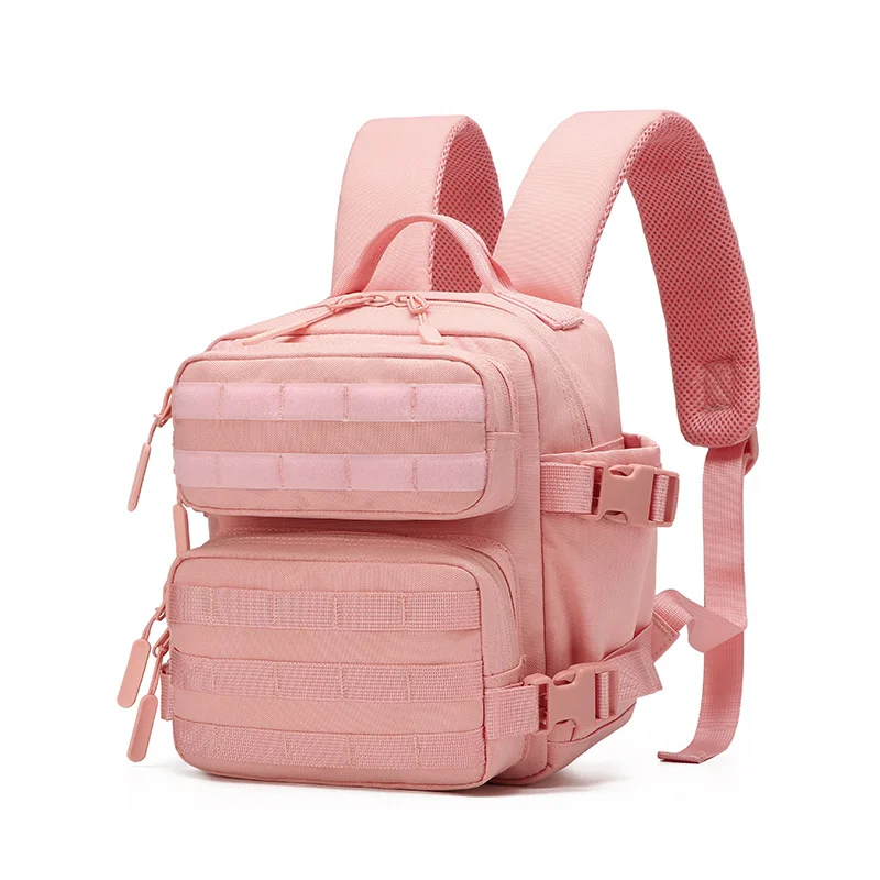 Guangzhou Fuliya Industry Co.,Ltd C-81019 9L mini tactical backpack, large capacity, MOLLE attachment, Velcro, bottle mesh pockets, adjustable buckles, and honeycomb breathable back panel - for outdoor, commuting, cycling, and travel.