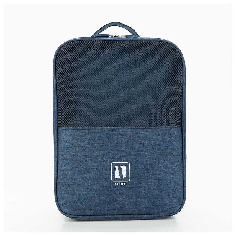 Guangzhou Fuliya Industry Co.,Ltd C-81021 Portable shoe storage bag, waterproof polyester, independent shoe compartment, breathable mesh, handle, and luggage strap - available in S/M/L for travel, sports, and daily storage.