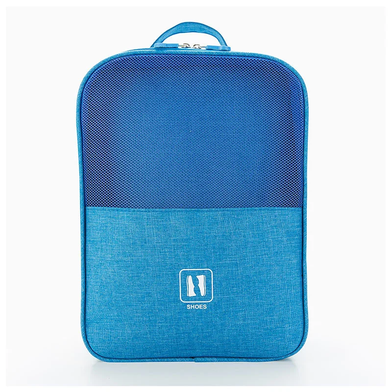 Guangzhou Fuliya Industry Co.,Ltd C-81021 Portable shoe storage bag, waterproof polyester, independent shoe compartment, breathable mesh, handle, and luggage strap - available in S/M/L for travel, sports, and daily storage.