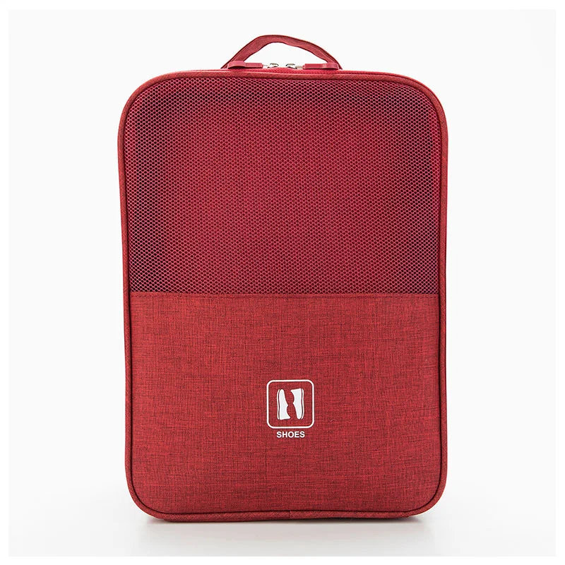 Guangzhou Fuliya Industry Co.,Ltd C-81021 Portable shoe storage bag, waterproof polyester, independent shoe compartment, breathable mesh, handle, and luggage strap - available in S/M/L for travel, sports, and daily storage.