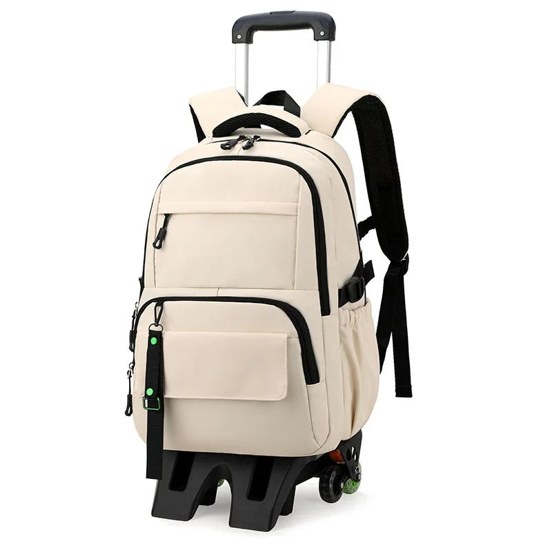 Guangzhou Fuliya Industry Co.,Ltd C-81022 Detachable trolley backpack, large capacity, waterproof fabric, 6-wheel stair-climbing, dual zipper, and adjustable straps - trolley or backpack carry for students and travel.