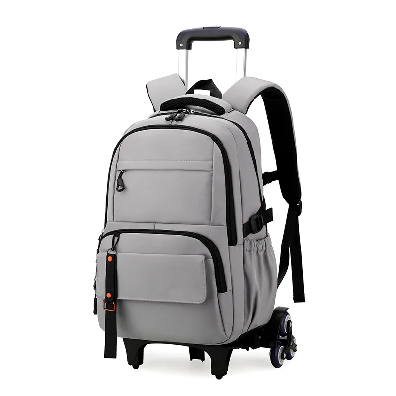 Guangzhou Fuliya Industry Co.,Ltd C-81022 Detachable trolley backpack, large capacity, waterproof fabric, 6-wheel stair-climbing, dual zipper, and adjustable straps - trolley or backpack carry for students and travel.