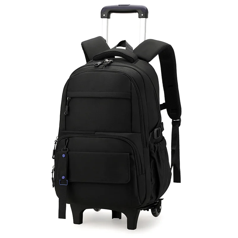 Guangzhou Fuliya Industry Co.,Ltd C-81022 Detachable trolley backpack, large capacity, waterproof fabric, 6-wheel stair-climbing, dual zipper, and adjustable straps - trolley or backpack carry for students and travel.