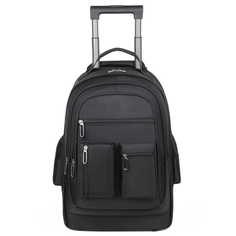 Guangzhou Fuliya Industry Co.,Ltd C-81024 Trolley backpack, water-resistant, large capacity with pockets, dual zipper, silent wheels, 2-stage pull rod, and hidden shoulder straps - trolley or backpack carry for students, business trips, and travel.