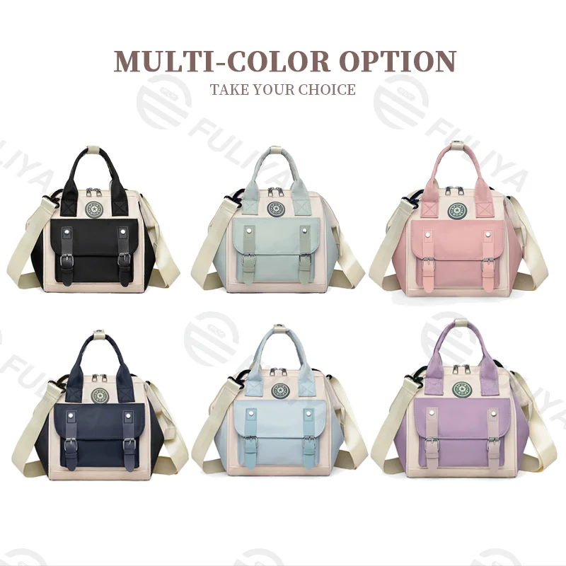 Guangzhou Fuliya Industry Co.,Ltd C-81028 Waterproof diaper bag, large capacity with multi-layer storage, separate bottle compartments, double zipper, detachable strap, and stroller straps - hand, shoulder, or backpack carry for baby outings and travel.