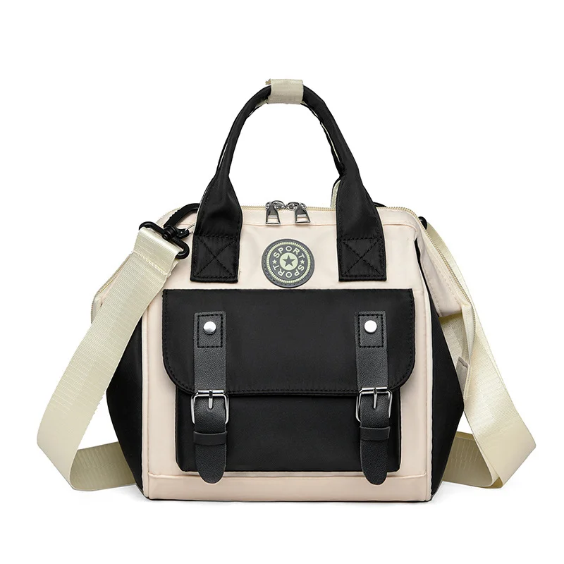 Guangzhou Fuliya Industry Co.,Ltd C-81028 Waterproof diaper bag, large capacity with multi-layer storage, separate bottle compartments, double zipper, detachable strap, and stroller straps - hand, shoulder, or backpack carry for baby outings and travel.