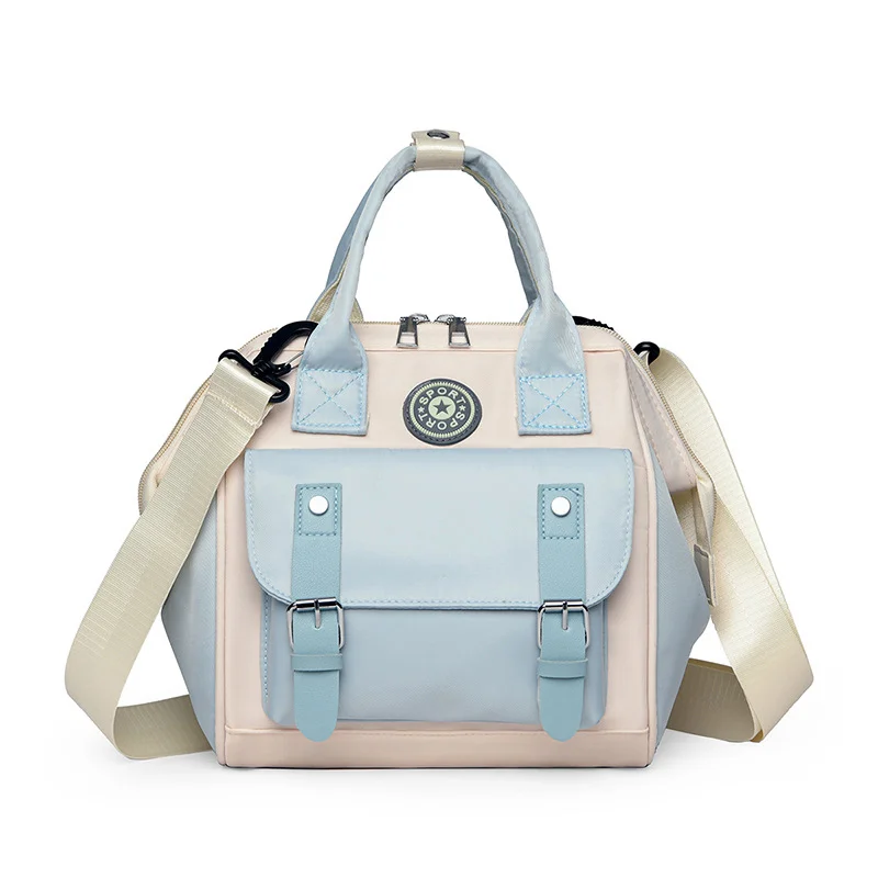 Guangzhou Fuliya Industry Co.,Ltd C-81028 Waterproof diaper bag, large capacity with multi-layer storage, separate bottle compartments, double zipper, detachable strap, and stroller straps - hand, shoulder, or backpack carry for baby outings and travel.