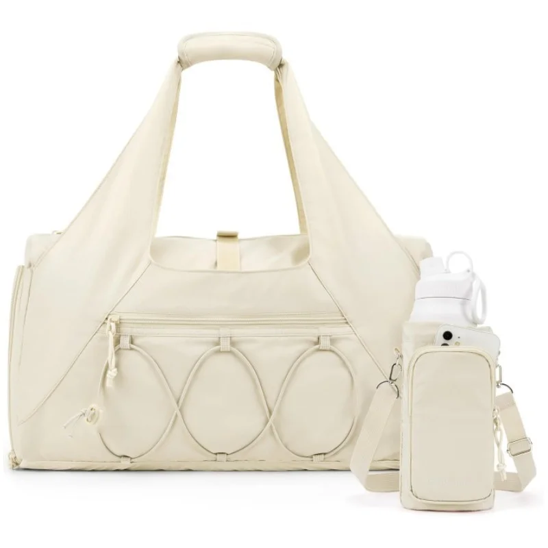 Guangzhou Fuliya Industry Co.,Ltd C-81031 Women's gym travel bag, lightweight and large capacity, ventilated shoe compartment, side mesh pocket, bottle pocket, wet/dry pocket, and adjustable strap - hand or crossbody carry for gym, travel, and daily use.