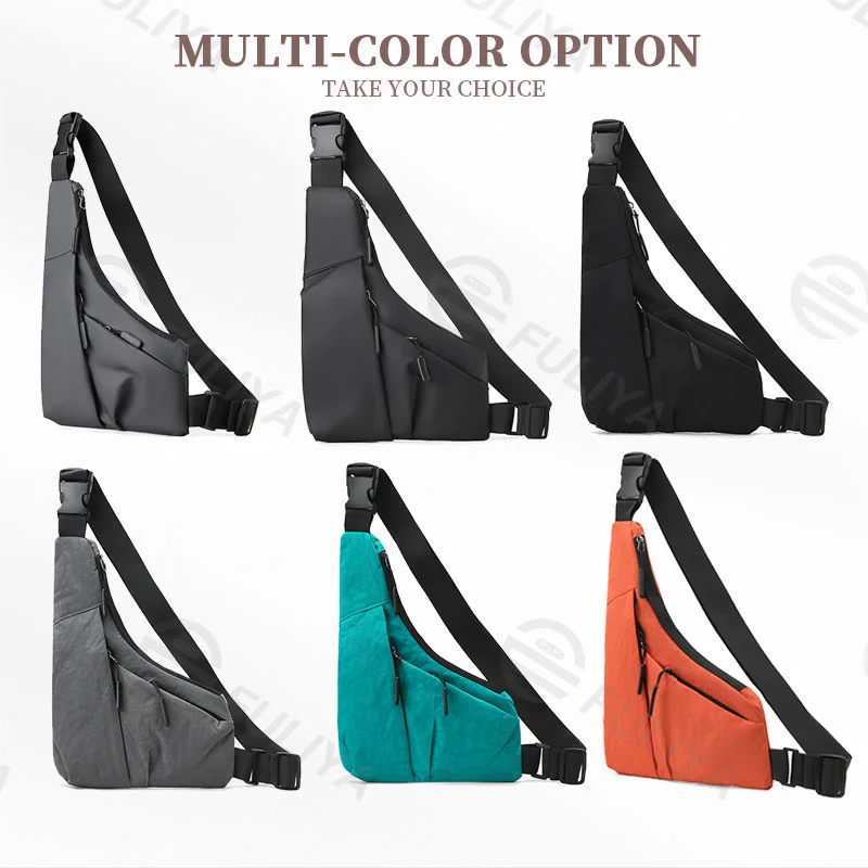 Guangzhou Fuliya Industry Co.,Ltd C-81033 Men's crossbody chest bag, water-resistant and lightweight, large capacity with pockets, smooth zipper, adjustable strap, and quick-release buckle - crossbody or chest carry for casual, sports, and travel.
