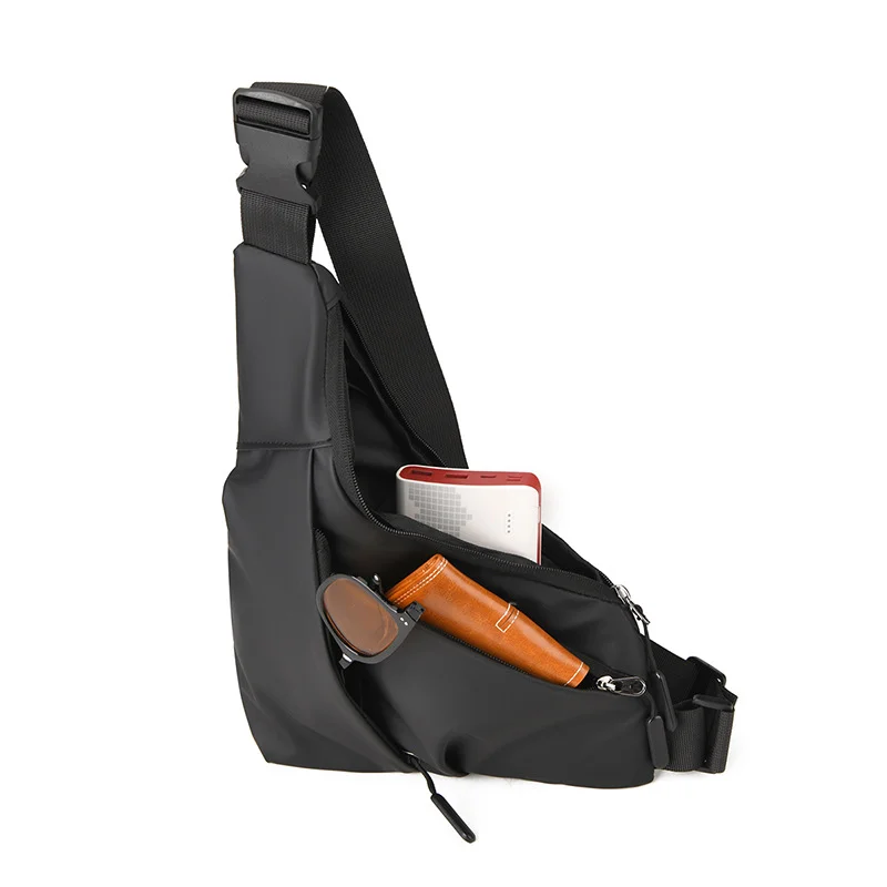 Guangzhou Fuliya Industry Co.,Ltd C-81033 Men's crossbody chest bag, water-resistant and lightweight, large capacity with pockets, smooth zipper, adjustable strap, and quick-release buckle - crossbody or chest carry for casual, sports, and travel.