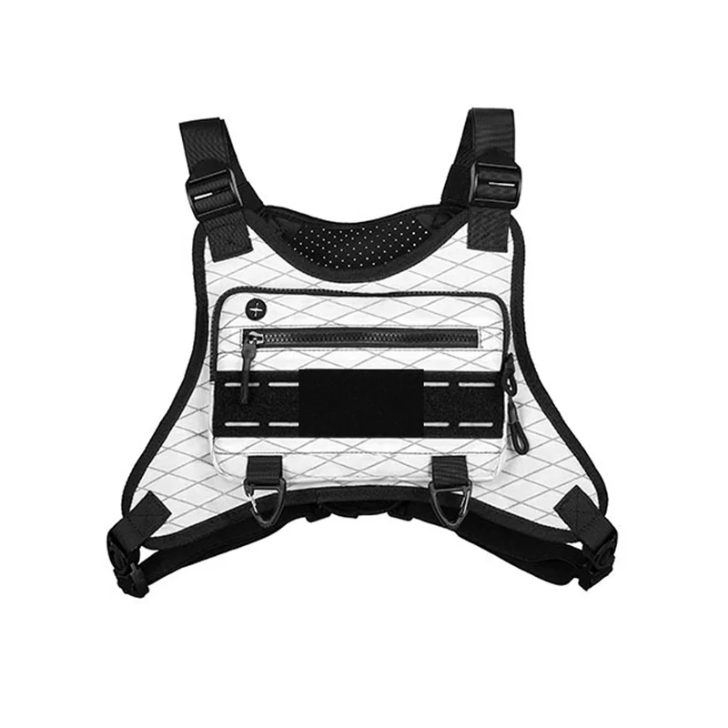 Guangzhou Fuliya Industry Co.,Ltd C-81034 Men's tactical vest chest bag, water-resistant, large capacity, headphone jack, ventilated back, Velcro, and adjustable straps - vest or chest carry for sports, outdoor, and casual.
