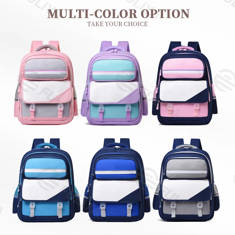 Guangzhou Fuliya Industry Co.,Ltd C-81048 Student backpack, water-resistant, large capacity, front pocket, side mesh pocket, adjustable strap, and breathable soft back pad - for children and primary/middle school students.