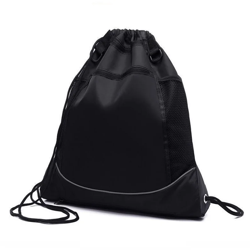 Guangzhou Fuliya Industry Co.,Ltd C-81053 Multi-functional sports drawstring backpack, large capacity, front mesh pocket for ball or shoes, main pocket for essentials, detachable strap, and thick drawstring - for training, outdoor, and travel.
