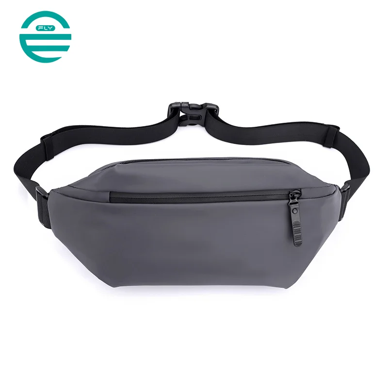 Guangzhou Fuliya Industry Co.,Ltd C-81055 Outdoor casual waist bag, water-resistant, large capacity, side pocket, separate bottle pocket, adjustable strap, and retaining strap.Wear as waist, chest, or crossbody bag for outdoor, sports, and daily use.