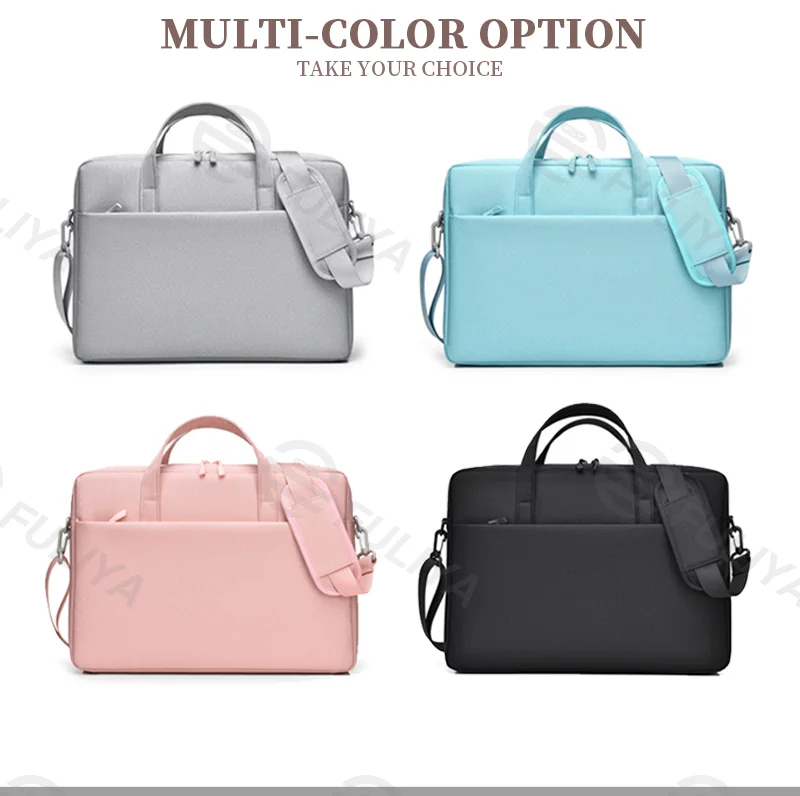 Guangzhou Fuliya Industry Co.,Ltd C-81058 Laptop bag, water-resistant, air cushion shockproof, large capacity, comfortable handle, dual zipper, detachable strap, and luggage strap - hand or shoulder carry for commuting, business, and travel.