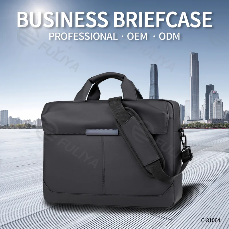 Guangzhou Fuliya Industry Co.,Ltd C-81064 Business laptop briefcase, water-resistant, large capacity, laptop compartment, detachable strap, non-slip shoulder pad, and luggage strap - hand or shoulder carry for office, commuting, and business trips.