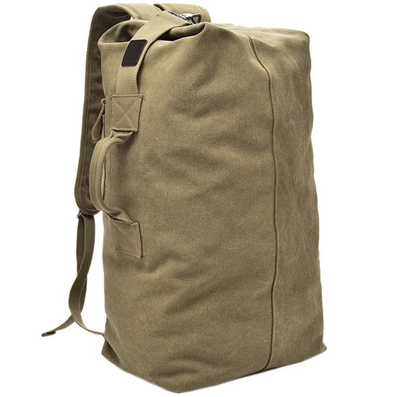 Guangzhou Fuliya Industry Co.,Ltd C-81065 Korean-style vintage canvas backpack, large capacity, comfortable handle, adjustable straps, and luggage strap - S/L sizes for travel, hiking, and daily use.