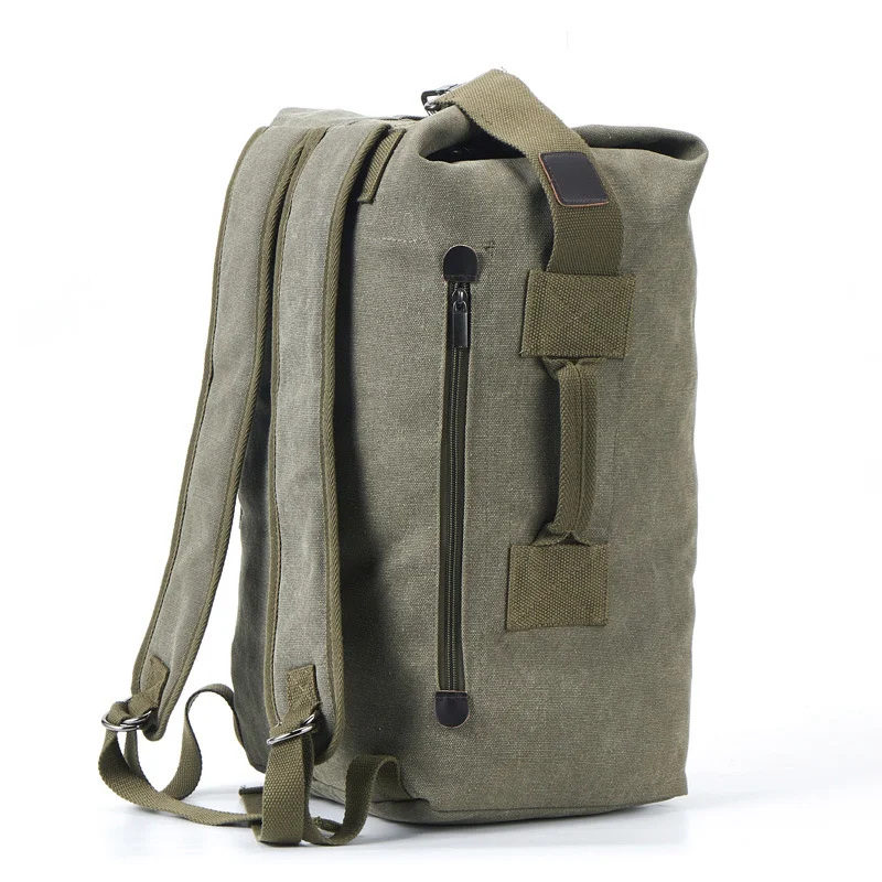 Guangzhou Fuliya Industry Co.,Ltd C-81065 Korean-style vintage canvas backpack, large capacity, comfortable handle, adjustable straps, and luggage strap - S/L sizes for travel, hiking, and daily use.