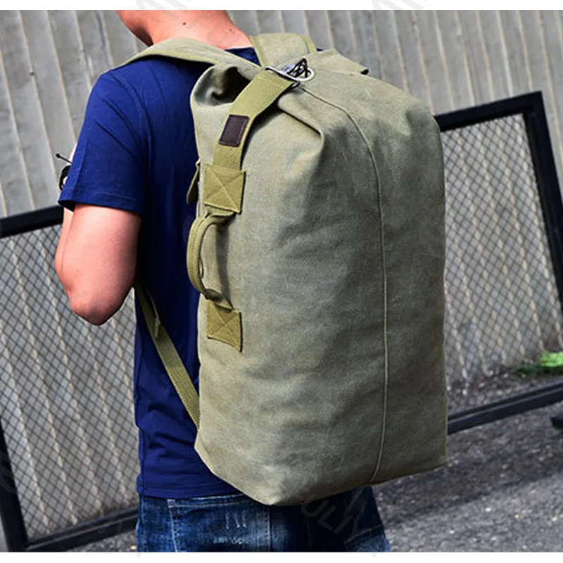 Guangzhou Fuliya Industry Co.,Ltd C-81065 Korean-style vintage canvas backpack, large capacity, comfortable handle, adjustable straps, and luggage strap - S/L sizes for travel, hiking, and daily use.