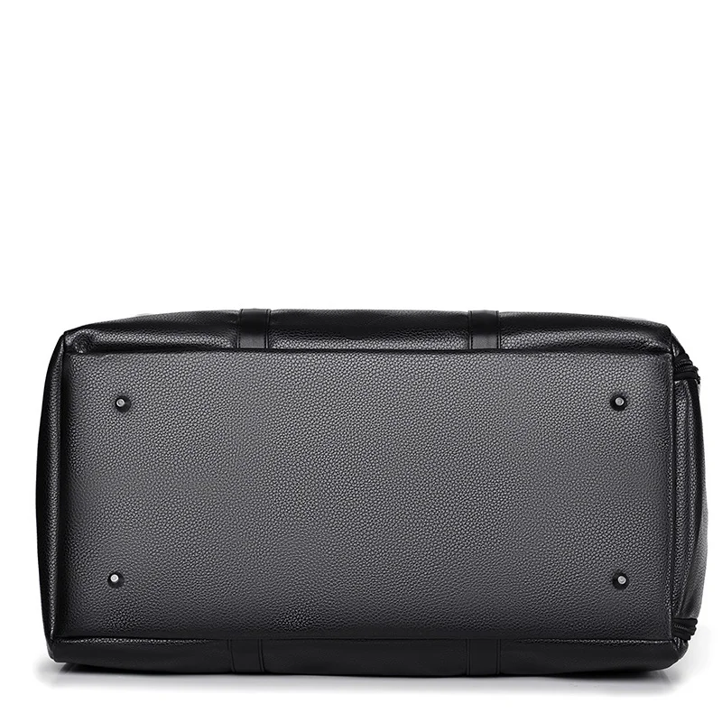 Guangzhou Fuliya Industry Co.,Ltd C-81067 Leather travel gym bag, water-resistant, large capacity, shoe compartment, comfortable handle, detachable strap, and bottom rivets - hand or shoulder carry for gym, travel, and short business trips.