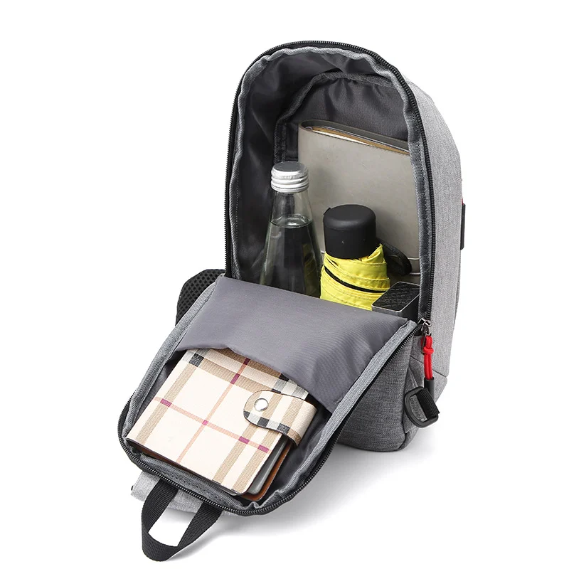 Guangzhou Fuliya Industry Co.,Ltd C-81068 Casual sports chest bag, water-resistant, large capacity, dual zipper, detachable strap, and left/right shoulder alternate carry - crossbody or chest carry for outdoor, cycling, and daily use.