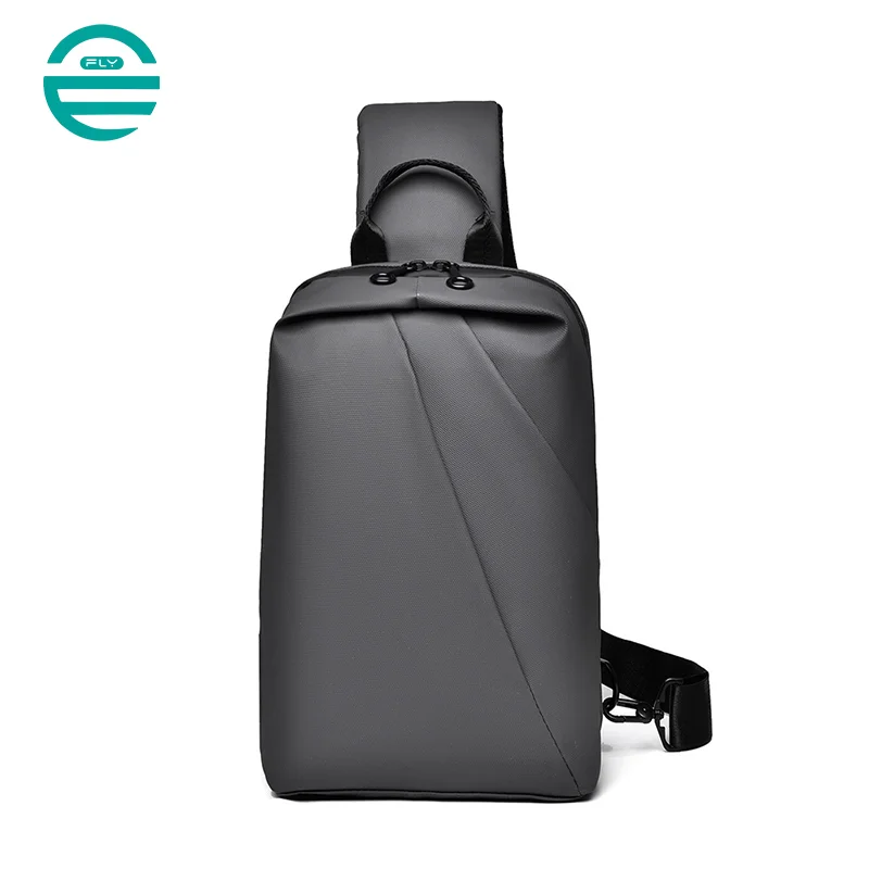 Guangzhou Fuliya Industry Co.,Ltd C-81069 Men's waterproof crossbody chest bag, large capacity, dual zipper, detachable strap, and double D-ring buckle - left/right shoulder alternate carry for outdoor, commuting, and daily use.