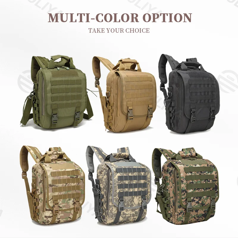 Guangzhou Fuliya Industry Co.,Ltd C-81070 Outdoor tactical backpack, water-resistant, large capacity, laptop compartment, sponge protective layer, dual zipper, detachable strap, and quick-release buckle - for outdoor adventures, commuting, and travel.