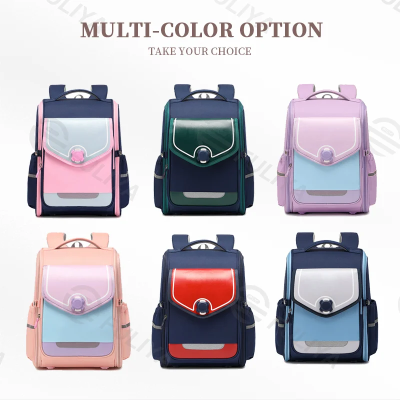 Guangzhou Fuliya Industry Co.,Ltd C-81071 Kids school backpack, water-resistant Oxford fabric, large capacity, one-piece zip-open design, comfortable handle, and widened pressure-relieving shoulder straps - for primary school daily use.