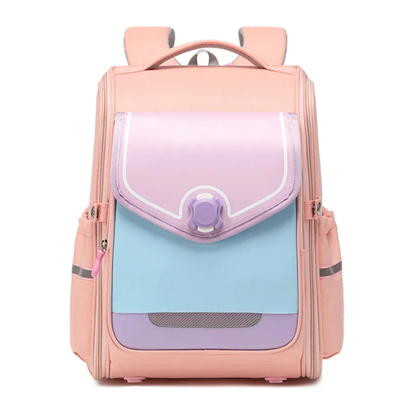 Guangzhou Fuliya Industry Co.,Ltd C-81071 Kids school backpack, water-resistant Oxford fabric, large capacity, one-piece zip-open design, comfortable handle, and widened pressure-relieving shoulder straps - for primary school daily use.