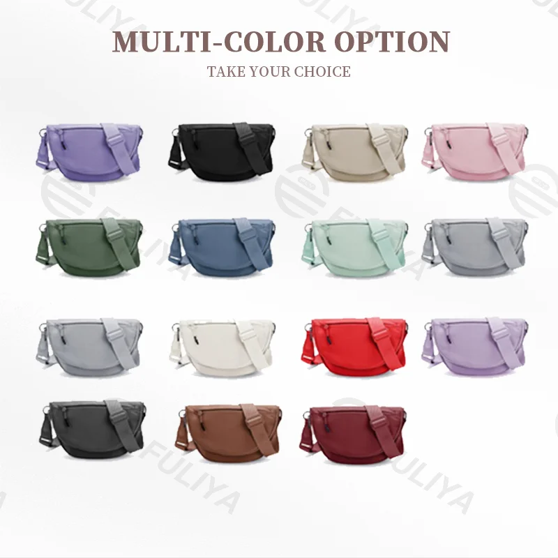 Guangzhou Fuliya Industry Co.,Ltd C-81072 Outdoor casual crossbody bag, water-resistant and wear-resistant, large capacity with pockets, metal hardware, dual zipper, sturdy strap, and foldable storage design - for sports, yoga, and daily use.